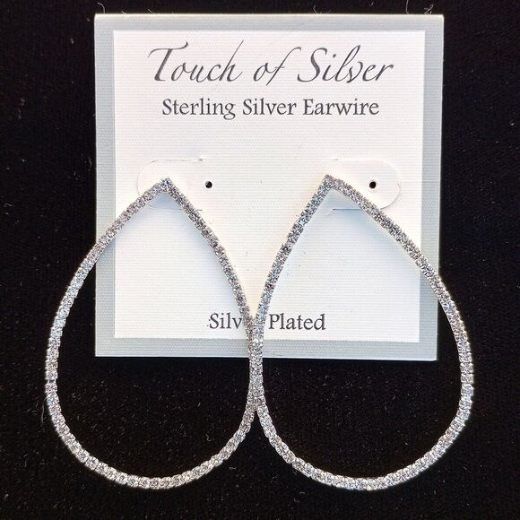 Macy's Jewelry - *50off3*NWT Touch of Silver 2" Rhinestone Crystal Teardrop Post Earrings Macy's